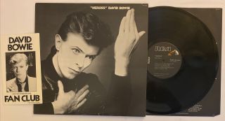 David Bowie - Heroes - 1977 Us 1st Press (ex) Fan Club Insert Ultrasonic