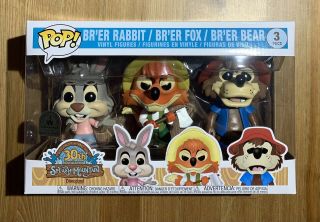 Disney Parks Exclusive Splash Mountain Funko Pop Br’er Rabbit,  Fox,  Bear 3 Pack