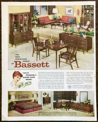 1959 Bassett Furniture Print Ad Showcase Suites Designed By Leo Jiranek