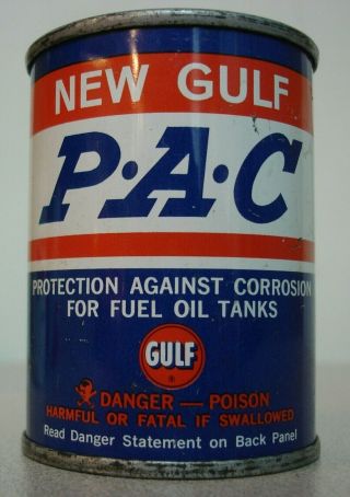 Nos Vintage Gulf Oil 4 Oz P A C Rust Protection Can - Pac Handy Oiler Type Tin