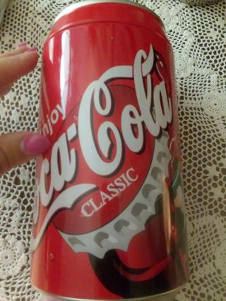 Vtg Coca - Cola Classic Collectible Large Soda Can Shape Coin Bank 2004 8 " Tall Fs