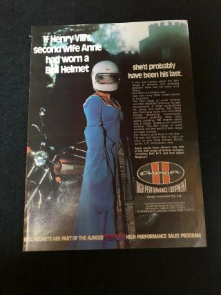 Bell Crash Helmets Print Advertising.  Henry Viii’s Wife’s