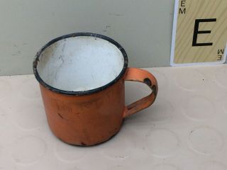 Vintage Rustic Orange Enamelware Enamel Mug Cup