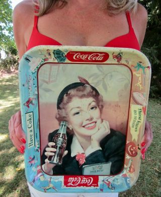 Vintage 1953 “thirst Knows No Season” Authentic Coca Cola Serving Tray Menu Girl