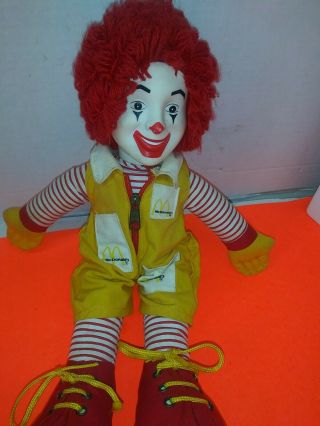 Vintage Rare 1984 Ronald Mcdonald Clown W/ Vinyl Face & Yarn Hair 15 " Doll