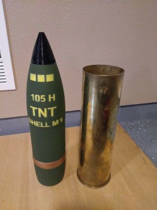 3D printed 105MM M1 Artillery Shell - Piggy Bank - Life size 2