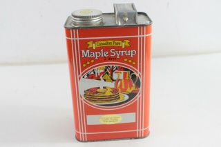 Vintage Maple Syrup Tin Can Canadian Pure Horse Drawn Sleigh Graphic Cabin - N7