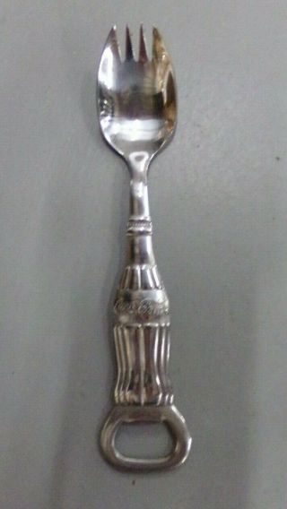Vintage Coca - Cola Stainless Steel Spork With Bottle Opener By Gibson