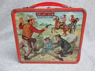 1962 Gunsmoke Tv Western Lunchbox 7,  Doc By Rock,  Bank Robbery,  Guns