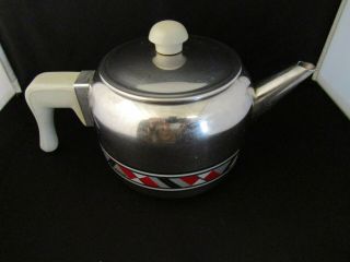 Teapot Vintage Chrome Mid Century Modern Tea Kettle