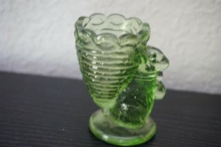 Vintage Glass Easter Bunny Springrabbit With Basket Toothpick Holder Light Green