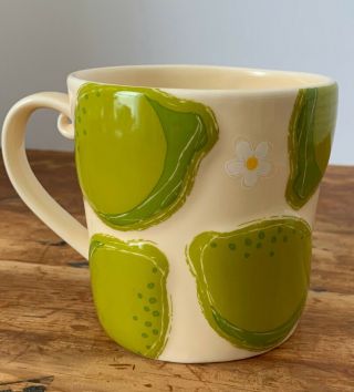 Starbucks 2006 Green Lime 16 Oz.  Citrus Coffee Mug Large Tea Cup W/daisies
