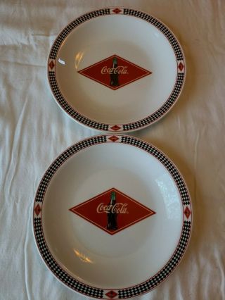 Set Of 2 Black Diamond Salad Plates 7 5/8” Coca - Cola Dinnerware By Gibson 2003