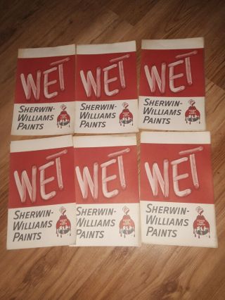 30 - Vintage Sherwin Williams Wet Thick Paper / Cardboard Sign - 7 X 11 "