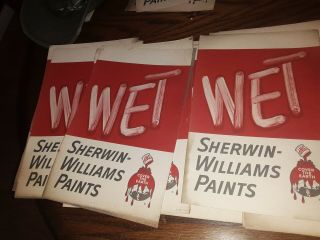 30 - Vintage Sherwin Williams Wet Thick Paper / Cardboard Sign - 7 x 11 