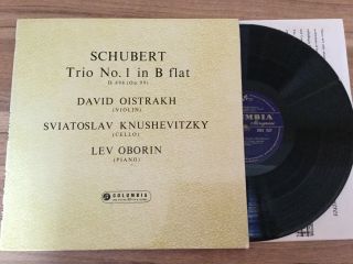 David Oistrakh.  Schubert Trio No.  1 In B Flat.  Lp Record Classical.  Columbia