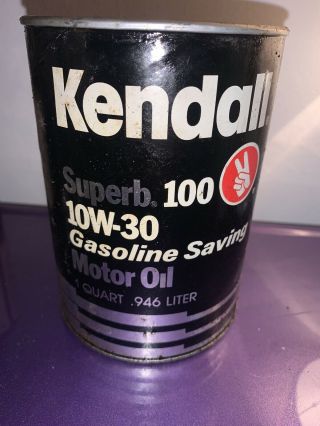 Vintage 1 Quart Kendall 100 Motor Oil.  Can Is Full