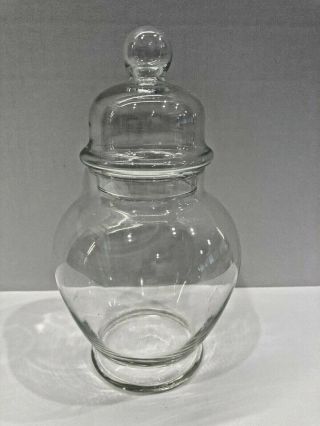 Vtg Clear Glass Candy Jar W/ Lid Apothecary Style Canister 8 "