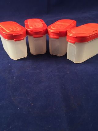 Tupperware Modular Mates Spice Shakers Containers 4 Small Red Lids