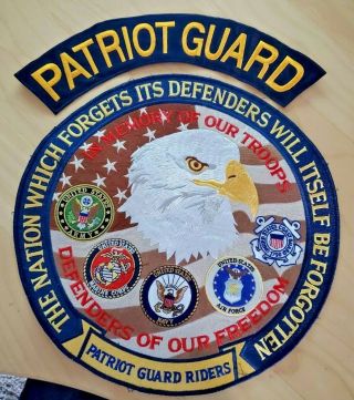 Patriot Guard Riders " In Memory Of Our Troops - Defenders Of Our Freedom " Patch
