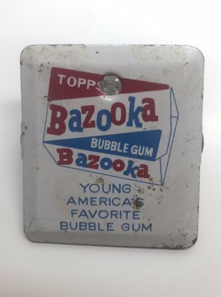 Vintage Topps Bazooka Bubble Gum Advertising Tin Clip Wall Hanger Antique Htf