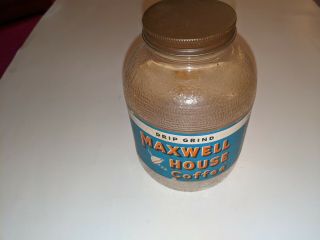 Vintage Maxwell House Coffee 1 Lb Glass Jar/lid Paper Label Wwii