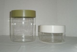 2 Vintage Pyrex Store - N - See Glass Canisters Avocado Green & White Lids