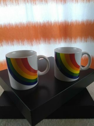Vintage Rainbow Coffee Mug Set Of 2 Pride Cup Ftd Korea 1980’s