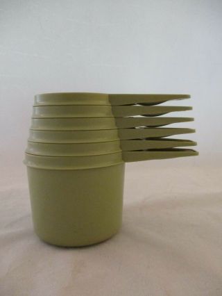 Vintage Tupperware 6 - Pc Nesting Measuring Cup Set Avocado Green (821)