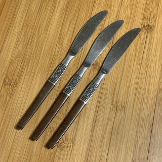 3 Interpur Inr19 Stainless Flatware Mid Century Danish Brown Wood Dinner Knives