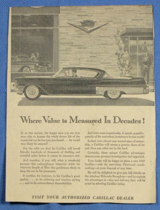 Vintage 1957 Cadillac De Ville Sedan Car Newspaper Print Ad