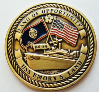 Uss Emory S.  Land As - 39 Us Navy Ships Challenge Coin Land Of Opportunity