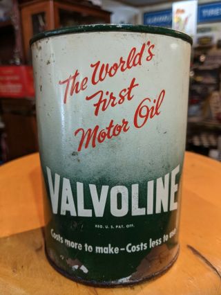 Vintage Valvoline Premium Motor Oil 1 Quart All Metal Can