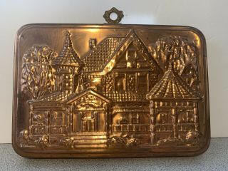 Vintage Copper Mold Large Victorian House Made In Korea Unpolished 7”x10”