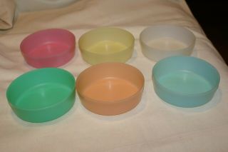 6 Vintage Tupperware Small Bowls 4 " D Pastel Colors No Lids