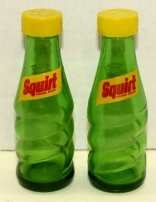 Vintage Squirt Soda Pop Salt And Pepper Shakers Green Yellow Made In Mexico