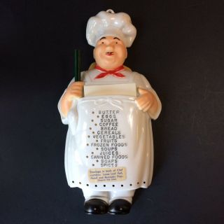 Vintage Noma Happy Chef Kitchen Memo Grocery List W/pegs Pencil & Paper