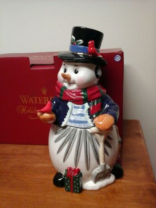 Waterford Holiday Heirlooms,  Snowman Candy / Cookie Jar 11.  50×7