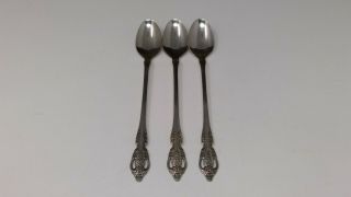 Set Of 3 Oneida Renoir Pembrooke Stainless - Iced Tea Spoons 7 1/2 "