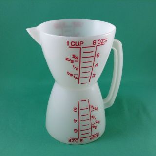 Vintage Tupperware Wet & Dry Double Sided 1 Cup Measuring Cup Red Lettering