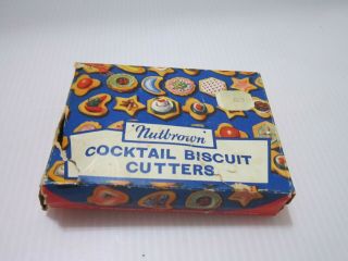 Vintage Nutbrown Set Of 5 Tin Cocktail Biscuit Cookie Cutters