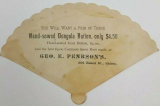 1880 ' s Die Cut Trade Card George Pearson Hand Sewed Dongola Button Boots Asian 2