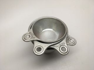 Vintage Aluminum Metal Measuring Cups Set Of (4) W/ Tab Handle