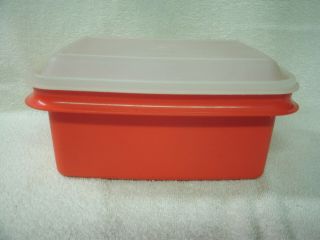 Vintage Tupperware Freeze N Save Ice Cream Keeper Red - Orange/clear Top - 1254 - 12