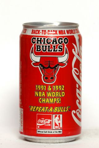 1992 Coca Cola Classic Can From The Usa,  Chicago Bulls / Nba World Champs (1)