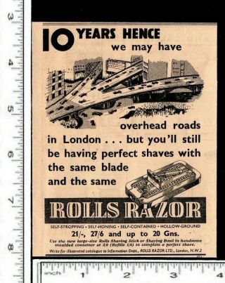 1938 Print Ad Rolls Razor Blade Perfect Shaves London D7