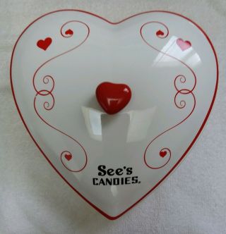 See’s Candies Heart Shaped Covered Candy Dish – Pre - Owned