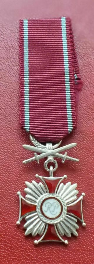 Poland Polish Cross Of Merit Ii Cl.  Sword Spink Made Miniature Medal Order Badge
