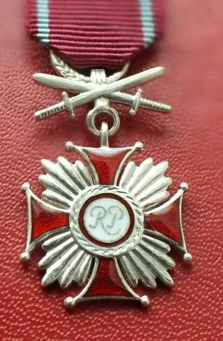 Poland Polish Cross of Merit II cl.  Sword Spink made Miniature medal order badge 3
