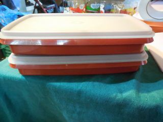 2 Vintage Tupperware Deli Lunch Meat Cheese Keeper Container 816 Paprika & Lids